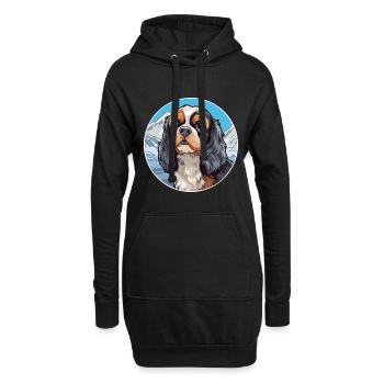 Anglais Jouet Épagneul Chien Race Cartoon Kawaii Eau - Sweat-shirt à capuche long Femme - noir - Devant