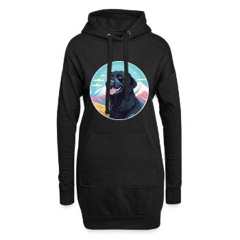 Plat enduit Retriever chien race dessin animé Kawaii Wat - Sweat-shirt à capuche long Femme - noir - Devant