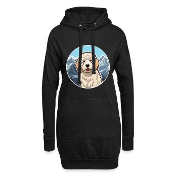 Allemand Sheeppoodle chien race Cartoon Kawaii Waterc - Sweat-shirt à capuche long Femme - noir - Devant