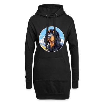 Gordon Setter chien race dessin animé Kawaii aquarelle - Sweat-shirt à capuche long Femme - noir - Devant
