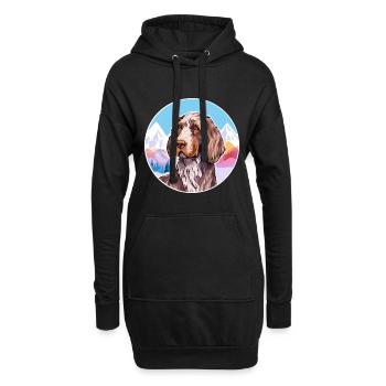Allemand Pointer à poil dur chien race Cartoon Kawaii - Sweat-shirt à capuche long Femme - noir - Devant