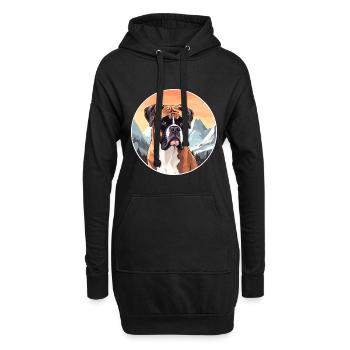 Deutsche Boxer Hund Rasse Cartoon Kawaii Aquarell - Hoodie-Kleid - Schwarz - Vorne