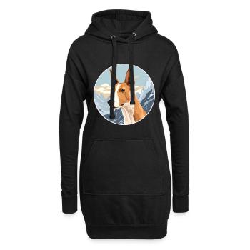 Ibizan Hound Hund Rasse Cartoon Kawaii Aquarell - Hoodie-Kleid - Schwarz - Vorne