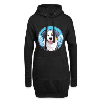 Italien Volpino chien race Cartoon Kawaii Watercolo - Sweat-shirt à capuche long Femme - noir - Devant