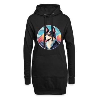 Karelo finlandais Laika chien race dessin animé Kawaii Wate - Sweat-shirt à capuche long Femme - noir - Devant