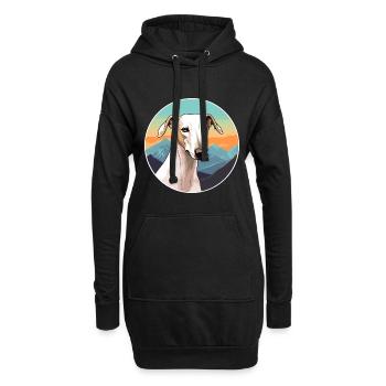 Galgo Español chien race dessin animé Kawaii aquarelle - Sweat-shirt à capuche long Femme - noir - Devant