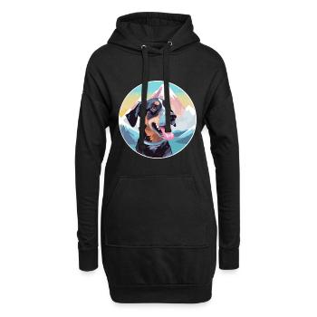 Gascon Saintongeois Chien Race Cartoon Kawaii Eau - Sweat-shirt à capuche long Femme - noir - Devant