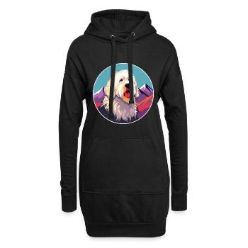Labradoodle chien race dessin animé Kawaii aquarelle - Sweat-shirt à capuche long Femme - noir - Devant