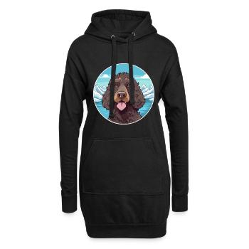 Irischer Wasserspaniel Hunderasse Cartoon Kawaii Wasser - Hoodie-Kleid - Schwarz - Vorne