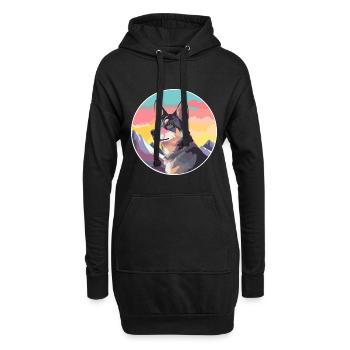 Kanni chien race dessin animé Kawaii aquarelle - Sweat-shirt à capuche long Femme - noir - Devant