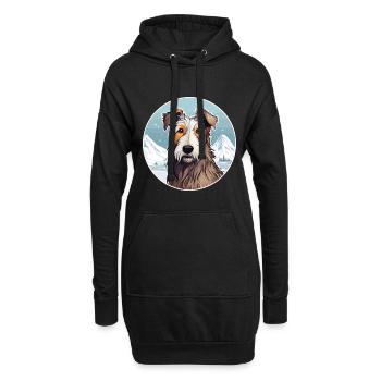 Hase indische Hunderasse Cartoon Kawaii Aquarell - Hoodie-Kleid - Schwarz - Vorne