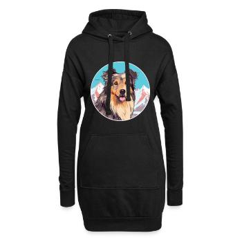 Kuchi Afghan Shepard chien race Cartoon Kawaii Wate - Sweat-shirt à capuche long Femme - noir - Devant