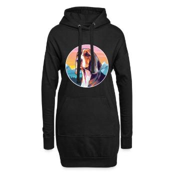 Chien de chasse lituanien race de chien Cartoon Kawaii Watercol - Sweat-shirt à capuche long Femme - noir - Devant