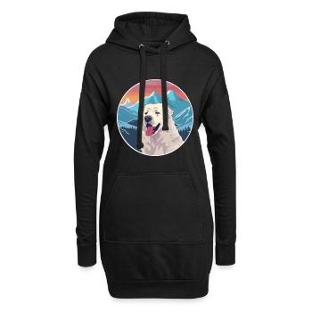Kuvasz chien race dessin animé Kawaii aquarelle - Sweat-shirt à capuche long Femme - noir - Devant
