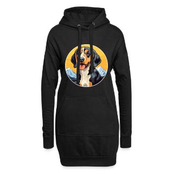 Leopardenhund Hund Rasse Cartoon Kawaii Aquarell - Hoodie-Kleid - Schwarz - Vorne