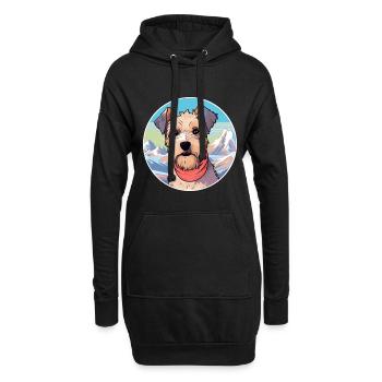 Lucas Terrier chien race dessin animé Kawaii aquarelle - Sweat-shirt à capuche long Femme - noir - Devant