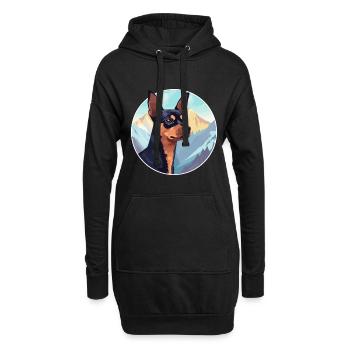 Miniatur Pinscher Hunderasse Cartoon Kawaii Waterc - Hoodie-Kleid - Schwarz - Vorne