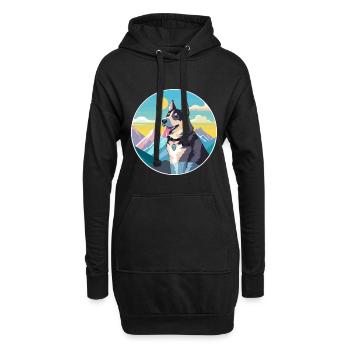 Laufhund Hunderasse Cartoon Kawaii Aquarell - Hoodie-Kleid - Schwarz - Vorne