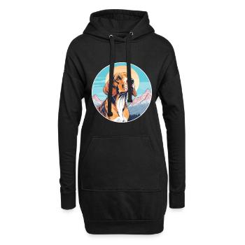 Majestic Tree Hound Dog Breed Cartoon Kawaii Water - Hoodie Dress - black - Front