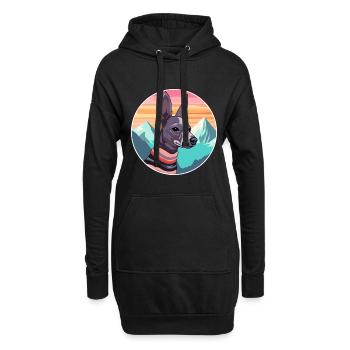 Mexikanische haarlose Hunderasse Cartoon Kawaii Watercol - Hoodie-Kleid - Schwarz - Vorne