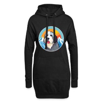 Chien de berger picard race de chien dessin animé Kawaii Watercol - Sweat-shirt à capuche long Femme - noir - Devant