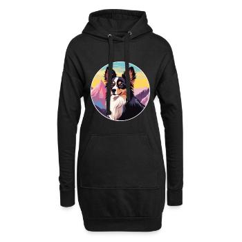Papillon chien race dessin animé kawaii aquarelle - Sweat-shirt à capuche long Femme - noir - Devant