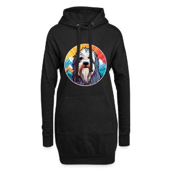 Chien de berger polonais des plaines race de chien dessin animé Kawaii W - Sweat-shirt à capuche long Femme - noir - Devant