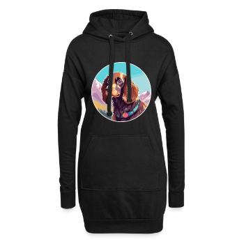 Picardie Spaniel Hund Rasse Cartoon Kawaii Watercolo - Hoodie-Kleid - Schwarz - Vorne