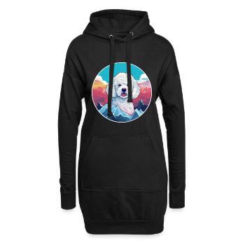 Caniche chien race dessin animé Kawaii aquarelle - Sweat-shirt à capuche long Femme - noir - Devant