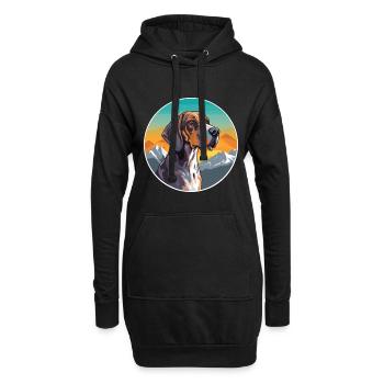 Plott Hound chien race dessin animé Kawaii aquarelle - Sweat-shirt à capuche long Femme - noir - Devant
