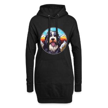 Chien de berger portugais race de chien dessin animé kawaii eau - Sweat-shirt à capuche long Femme - noir - Devant