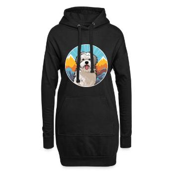 Chien de berger des Pyrénées race de chien dessin animé Kawaii Waterco - Sweat-shirt à capuche long Femme - noir - Devant