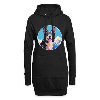 Ratonero Murciano race de chien dessin animé kawaii Waterco - Sweat-shirt à capuche long Femme - noir - Devant