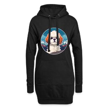 Russe jouet chien race dessin animé Kawaii aquarelle - Sweat-shirt à capuche long Femme - noir - Devant
