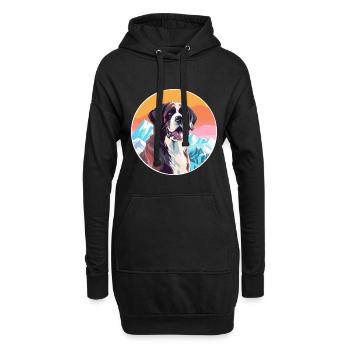 Saint Bernard chien race Cartoon Kawaii aquarelle - Sweat-shirt à capuche long Femme - noir - Devant