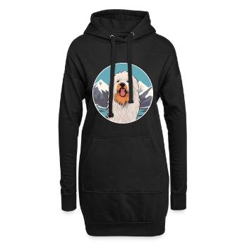 Puli chien race dessin animé Kawaii aquarelle - Sweat-shirt à capuche long Femme - noir - Devant