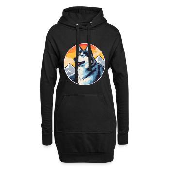Seppala Sibirischer Schlittenhund Hunderasse Karikatur Kawaii - Hoodie-Kleid - Schwarz - Vorne