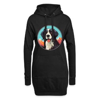 Stabyhoun chien race dessin animé Kawaii aquarelle - Sweat-shirt à capuche long Femme - noir - Devant