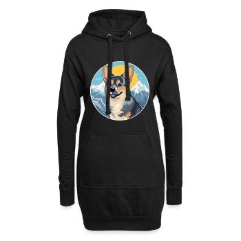 Suédois Vallhund chien race Cartoon Kawaii Watercol - Sweat-shirt à capuche long Femme - noir - Devant