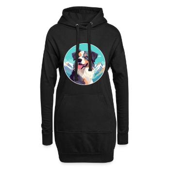 Slovensky Cuvac race de chien dessin animé kawaii watercolo - Sweat-shirt à capuche long Femme - noir - Devant