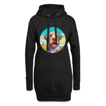 Slovaque Cuvac chien race dessin animé Kawaii aquarelle - Sweat-shirt à capuche long Femme - noir - Devant