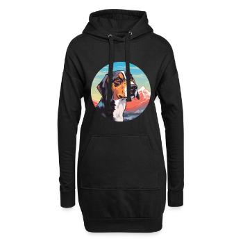 Chien tricolore sibérien race de chien Cartoon Kawaii W - Sweat-shirt à capuche long Femme - noir - Devant