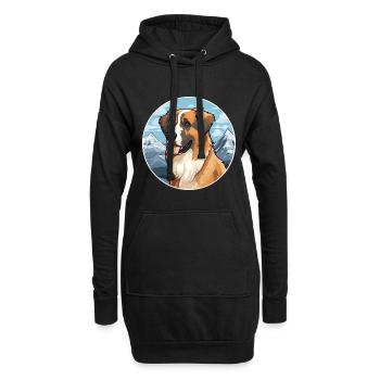 Schäferhund Rasse Karikatur Kawaii Aquarell - Hoodie-Kleid - Schwarz - Vorne