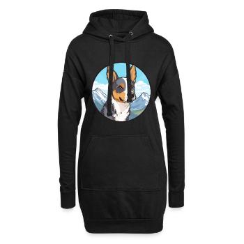 St Miguel bouvier chien race dessin animé Kawaii Watercol - Sweat-shirt à capuche long Femme - noir - Devant