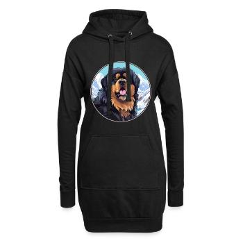 Tibetischer Mastiff Hunderasse Cartoon Kawaii Watercolo - Hoodie-Kleid - Schwarz - Vorne