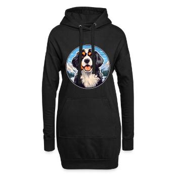 Wetterhoun Hunderasse Karikatur Kawaii Aquarell - Hoodie-Kleid - Schwarz - Vorne
