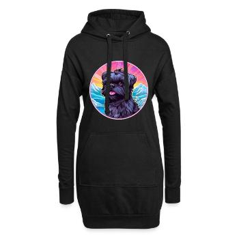 Affenpinscher chien race dessin animé kawaii aquarelle - Sweat-shirt à capuche long Femme - noir - Devant