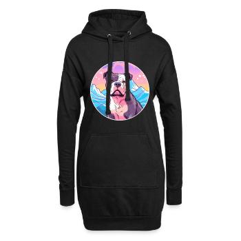 American Bully chien race dessin animé Kawaii aquarelle - Sweat-shirt à capuche long Femme - noir - Devant