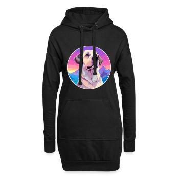 Berger anatolien chien race dessin animé kawaii waterc - Sweat-shirt à capuche long Femme - noir - Devant