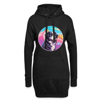 Chien de berger basque race dessin animé kawaii watercolo - Sweat-shirt à capuche long Femme - noir - Devant